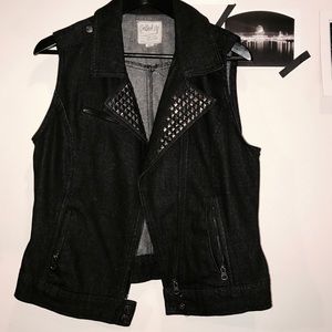 Denim studded vest